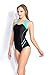 EBMORE Classic Athletic Color Block One Piece Swimsuits Bathing Suit (US 14-16, Black)
