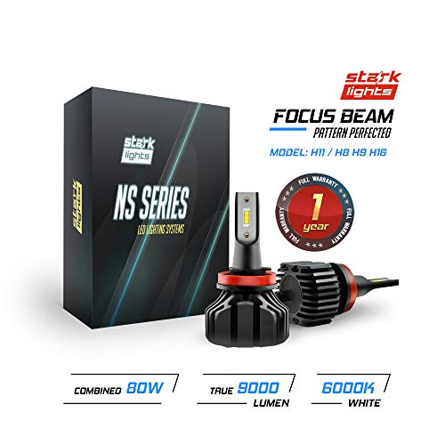 Stark N2S Series [Upgraded] 80W Headlight Conversion Kit - 9000LM - 6000K Crystal White - Bulb Size: H8 / H9 / H11 / H16