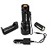 Pro 200 Series Tactical Flashlight by Elite Tactical - Waterproof 1000 Lumen CREE LED Military Grade Search Light w/Recharcheable Battery and Zoom for Brightest Spot Light and Flood Light - Black