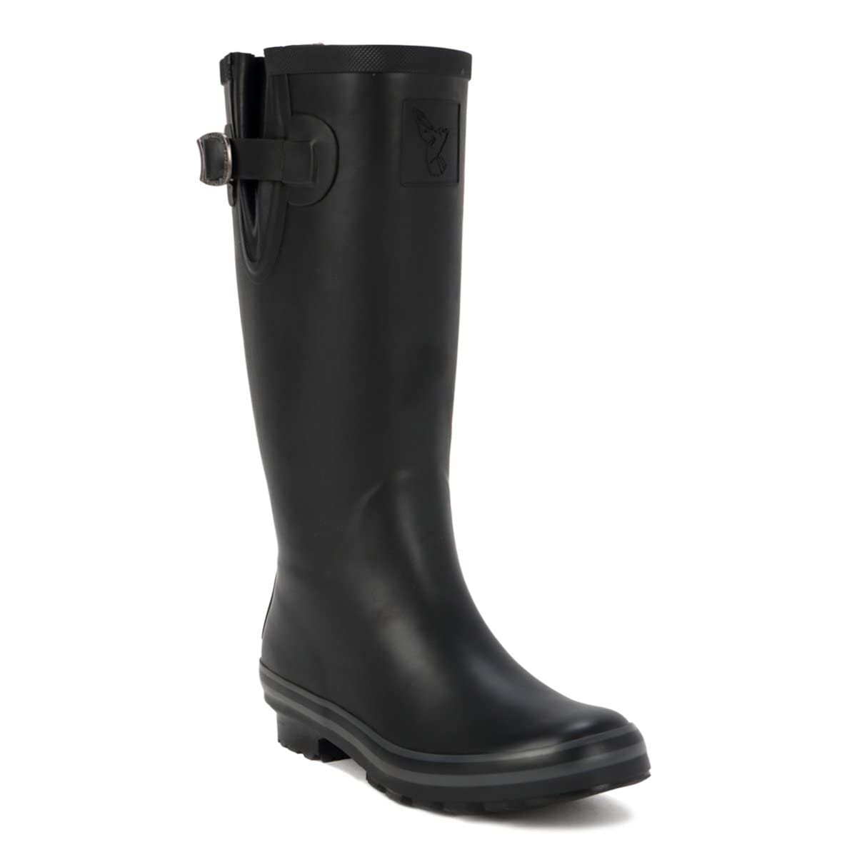 Evercreatures Botas de lluvia negras para mujer Botas impermeables hasta la rodilla Zapatos de jardín Botas de lluvia de goma altas negras con hebilla ajustable Talla EE. UU. 6 (UK 4 / EU 37)
