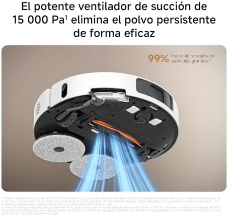 Robot Vacuum S40 Pro, aspirador robótico inteligente e esfregão, escovas laterais autoextensíveis, aspiração de 15000 Pa, pavimento duro e alcatifa, controlo remoto através da aplicação — foto 3 de 8