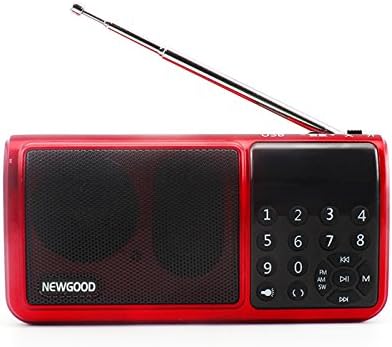 NEWGOOD FM/AM/SW Hi-Fi Radio Speaker With Flashlight And Digital Music Audio Player Support SD/TF Card/USB (red)