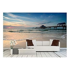 Sunset Near Pier 60 on a Clearwater Beach, Florida, USA - Removable Wall Mural | Self-Adhesive Large Wallpaper - 66x96 inches