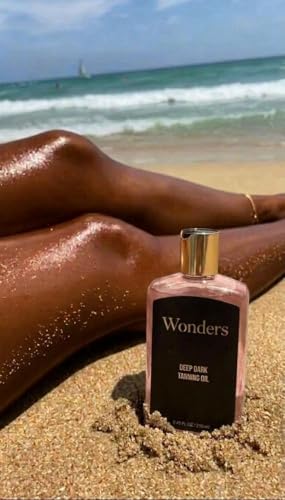Wonders Deep Dark Tanning Oil | Fast Tan Accelerator for Dark, Bronzed Skin | Moisturizing Sun Body Oil with Coconut Oil, Carrot Oil, & Coconut Water | Vegan, Cruelty-Free | Oxybenzone-Free