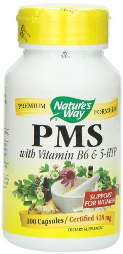 Natures Way PMS with Vitamin B6 and 5 HTP Capsule, 418 Mg - 100 per pack -- 3 packs per case.