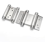 Ranbo Commercial Grade 304 Stainless Steel Ball Bearing Heavy Duty Double Action Spring Loaded Door Swing gate Hinge for Saloon Western Bar Pub Swinging Café Doors 3 x 5 inch(1 Pair)