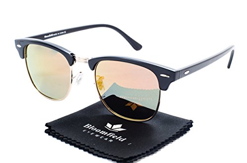 Bloomfield Eyewear, Classic Half Frame Horn Rimmed Clubmaster Type  Sunglasses, for men and women (Venice, 49)