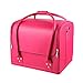 HOMFA Makeup Train Case 3 Layer Makeup Organizer Bag with Shoulder Strap Adjustable Dividers for Cosmetics Makeup Brushes Toiletry Jewelry (Pink)