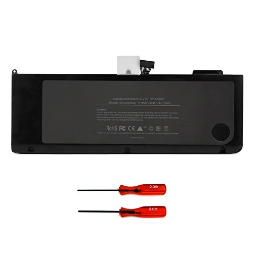 YGJ New Laptop Battery [Li-Polymer 10.95V/7200mAh] for Apple A1382 A1286 (For Core i7 Early 2011 Late 2011 Mid 2012) Unibody Macbook Pro 15", also fits 661-5844 MC721LL/A - 18 Months Warranty