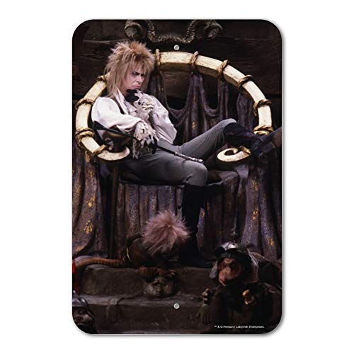 GRAPHICS & MORE Goblin King Jareth from The Labyrinth Sitting On Throne David Bowie Home Business Office Sign - Plastic - 12