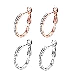 20mm Hoop Earrings, Maxilei Rose Gold Plated, Platinum Plating CZ Rhinestone Crystal Sensitive Earrings for Women Girls
