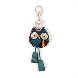 Owl Key Ring Chain, Nikang Handmade Leather Key Holder Metal Chain Charm with Tassels