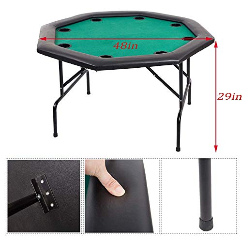 Karmas Product 48in Folding Texas Poker Table with Cup Holders for 8 Players