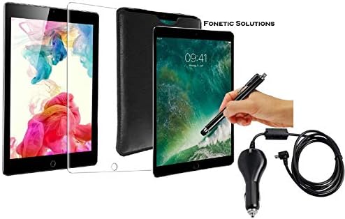 [Black] Full Protection iBall Slide Brace X1 Mini (8") Case Sleeve, PU Leather, Vegan Friendly, Sleeve Bag, Super Slim Case Cover, Protective case, stylus pen and Crystal Clear Tempered Glass Screen Protector, With Charging on the Move with a premium quality Car Charger by Fonetic Solutions®
