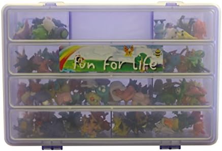 Pokemon Go Figure Organizer Compatible Purple - Fun for Life is Pefect Compatible Storage Case Including Three Bag (72 pcs) Of Pokemon Characters