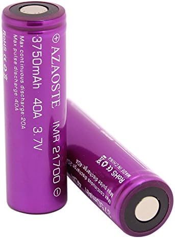 AZAOSTE 21700 3750mA 40A 3.7v Flat Top Rechargeable Battery 2 Pack