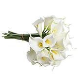 Oulii Artificial Flowers Nearly Natural Lily Bridal Wedding Bouquet-10pcs