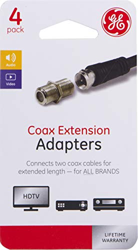 GE RG6 Coaxial Cable Extension Adapter, 4 Pack, Works on F-Type Cables, Length Extender, RG59, Compatible with All Brands of Coax Cables, Simple Setup, Nickel, 38721 - Thumbnail 4