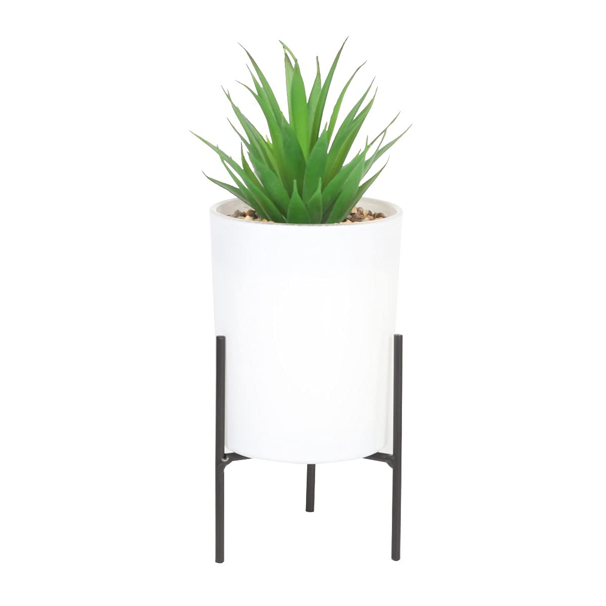 Sleepdown Halo Green Leaf White Pot Stand Artificial Faux Plant for Home Office Bathroom Decor Indoor Decoration Aesthetics Medium