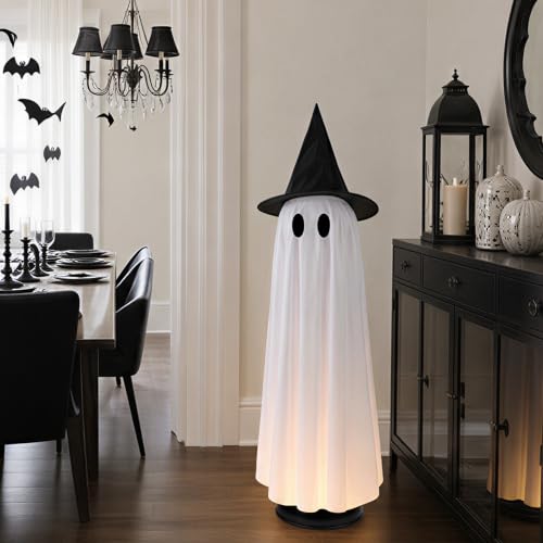 Joyehome Halloween Decor Indoor 46.5" Lighted Animated Floating Ghost with Spooky Sound & Touch Activated Sensor Spooky Ghosts Halloween Decor for Party Home Haunted House