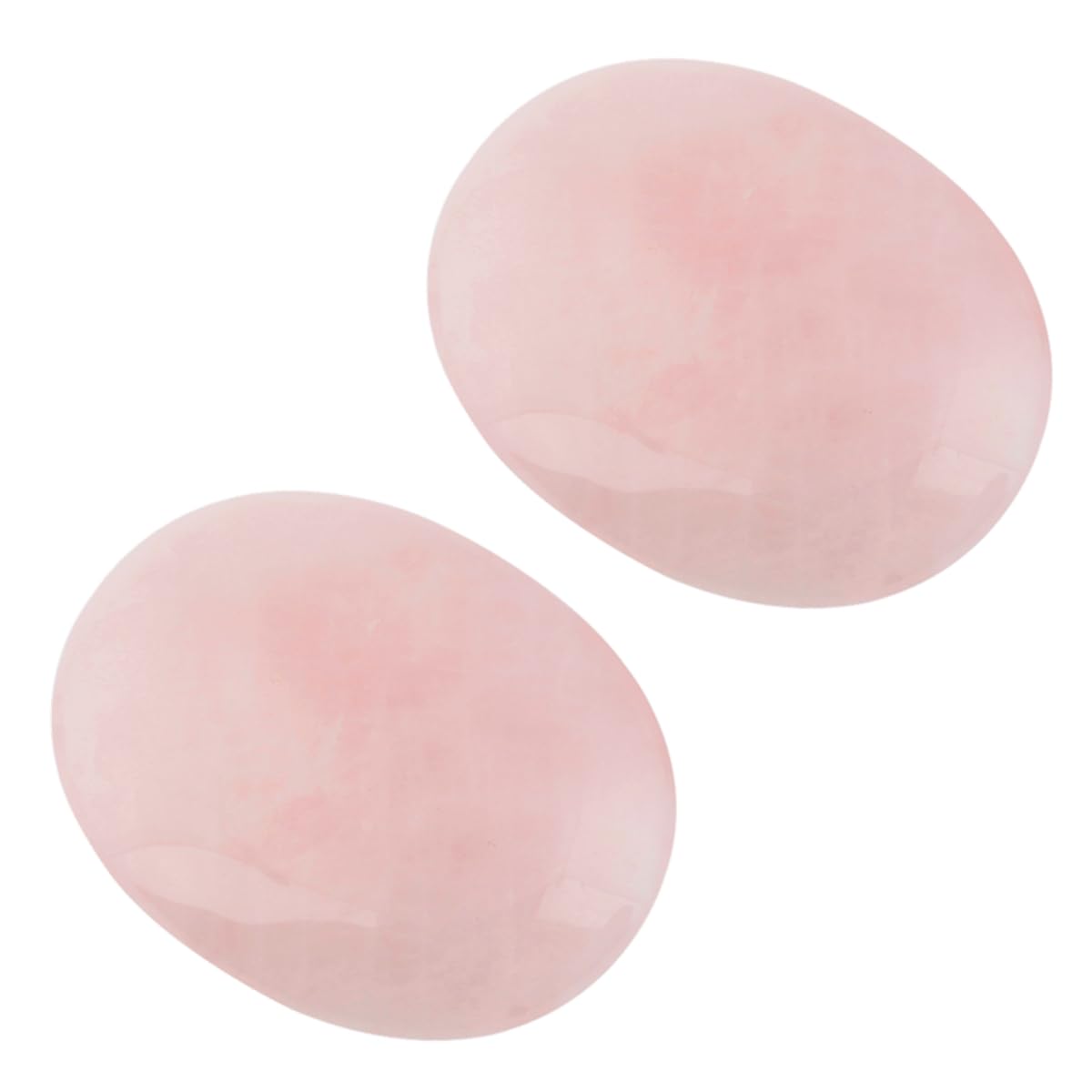 mookaitedecor Pack of 2 Natural Rose Quartz Crystal Palm Worry Stones for Anxiety Stress Relief, Oval Small Energy Pocket Stones Healing Crystal Gifts for Reiki Chakra Meditation Desk Decor — image 1