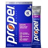 STAW Nutrition Propel Grape Electrolyte Powder Packets, Zero Sugar, 8 Count | Single serve hydration sticks with added vitamins and No Calories, just mix into water bottles for refreshing flavor anywhere