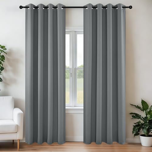 Joydeco Blackout Curtains 120 Inch Length 2 Panels Set, Thermal Insulated Long Curtains& Drapes 2 Burg, Christmas Drapes for Living Room Bedroom Window