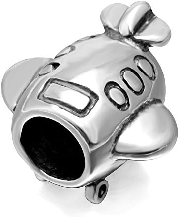 ENJOOOY Holiday Fun Viewing-Travelling Theme 925 Silver Airplane Charm Beads Compatible with Pandora Style Bracelets Jewelries (Silver Aircraft)