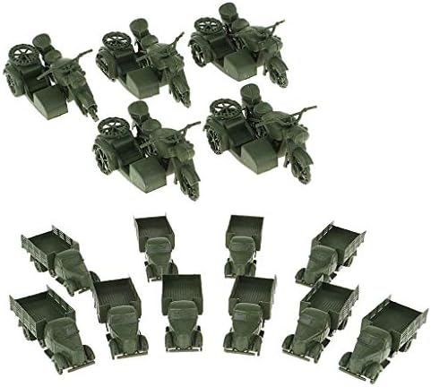 P Prettyia Pack of 20 Military Vehicle Model Trucks Motorcycle Toy Sand Table Model Accessories