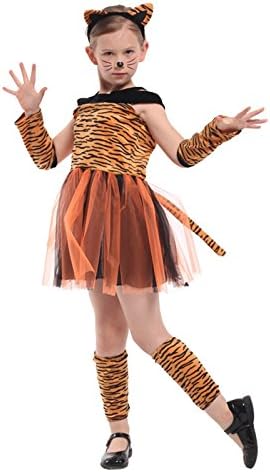 The Festive Shop Girls Halloween Costume Tigress Tiger Costume (L 47.24 – 51.18IN)