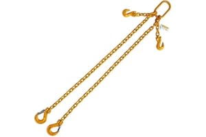 YELLOW LIFTING Grade 80 5/16"X5' Chain Sling Double Leg Adjustable with Sling Hooks 7800 LBS Capacity
