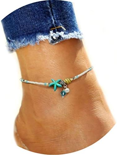 Chicer Boho Ankle Chain - Anklet Bracelet Foot Chain Accessories Barefoot Sandal Rhinestones Beaded Beach Adjustable for Women and Girls