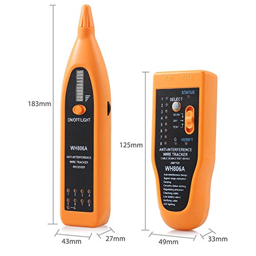 Kamtop Network Tester Anti-interference Wire Tracker with Batteries Earphone And Bag High Sensitive Portable Cable Tracer Tester for LAN Ethernet RJ45 RJ11