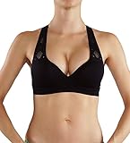Bise Women's Sports Bra Yoga Top Push up Add 2 Cups Padding Workout Middle Support Active Wear (M, B-400 Black)