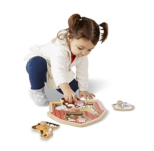 Melissa & Doug Barnyard Animals Jumbo Knob Wooden Puzzle - Horse, Cow, and Sheep