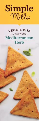 SIMPLE MILLS VEGGIE PITA CRACKERS, MEDITERRANEAN HERB – GLUTEN FREE, VEGAN, HEALTHY SNACKS, PALEO FRIENDLY, 4.25 OUNCE (PACK OF 1)
