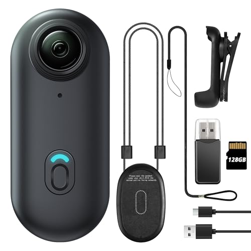 Meoilkolnm Mini Wearable Body Worn Action Camera, FHD 1080P, Thumb Size, Hands Free Recording with Premium Portable Camcorder Mount Anywhere for Security, Work, Guard, Travel, 128GB, Black