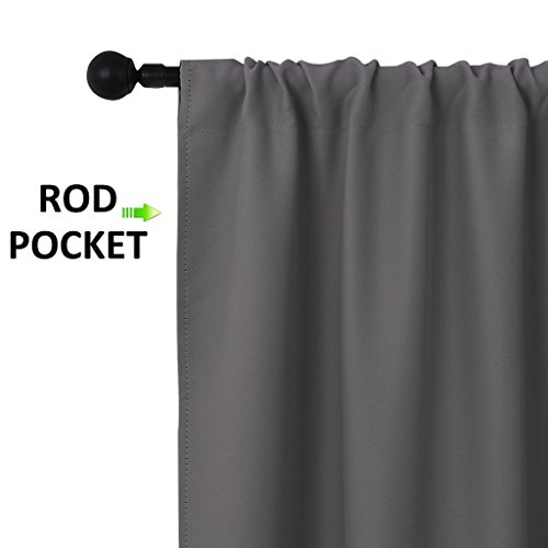 image for NICETOWN Blackout Gray Curtains Panels for Window Energy Efficient & N