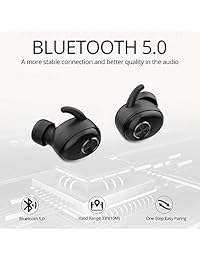 Ispider True   Auriculares inalámbricos Bluetooth 5.0 con funda de carga, sonido 3D, conexión estable, fácil de parar, resistente al sudor, tiempo de juego de 18H, cancelación de ruido, con 4 tamaños de puntas deportivas