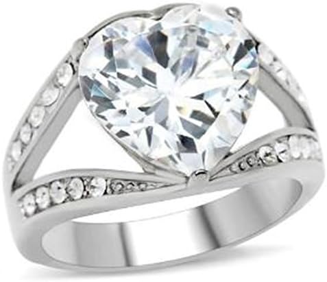 Big Bursting Heart Promise Ring - Cubic Ziconia Heart engagement rings for women. CZ Wedding ring with Faux Carat Stone. (7)