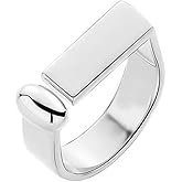 Dtja Rectangle Oval Ball Statement Ring for Women Fashion Polished Geometric Open Wrap Band Rings Comfort Fit Chic Wedding Holiday Party Jewelry Size 7