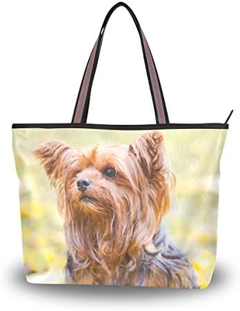 Tote Top Handle Shoulder Bag Yorkshire Terrier Fall Handbag - 17.7x13x5.1in - by Top Carpenter