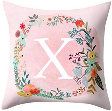 Lialbert English Alphabet Pillow Print Cushion Flower Pillowcase Cover Room Decoration