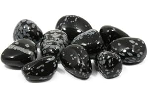 GEOFOSSILS Snowflake Obsidian Tumble Stone (20-25mm) 5 Pack