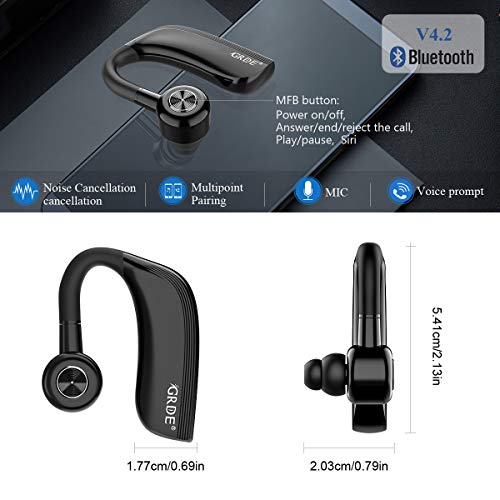 Auricular Bluetooth 4.2, Auricular Manos Libres con Duración 22 Horas Para IPhone Android Auriculares Bluetooth Inalámbrico con Cancelación de Ruido...