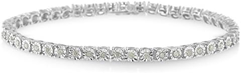 Sterling Silver Rose Cut Diamond Miracle Tennis Bracelet - Size 8 (1 cttw, I-J Color, I3 Clarity)