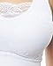 Belugue Women's Seamless Lace Overlay Bralette Wire-Free Sports Bra White L