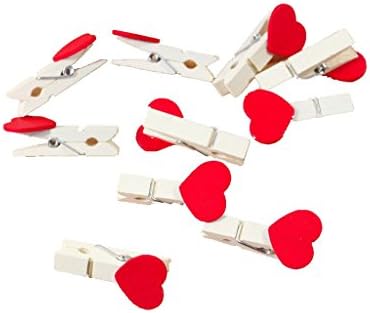 Decor Mini Crafts Natural Wooden Clips Cute Sweet Love Heart Shape Message Photo Card Book Holder Pegs (white 100pcs heart on the top with jute cord)