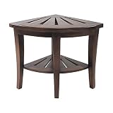Redmon Genine Corner Shower Bench, Wood Grain Teak