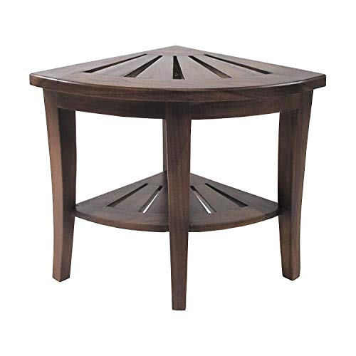 Redmon Genine Corner Shower Bench, Wood Grain Teak
